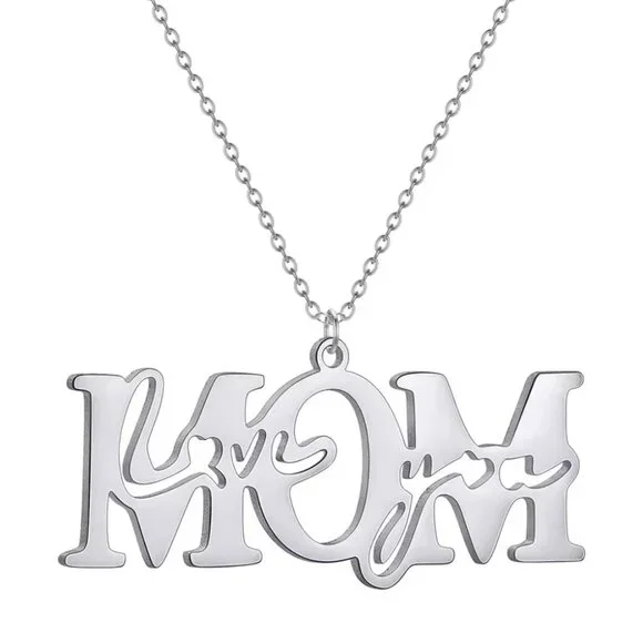 Stainless steel silver mom necklace - Picture 1 of 2
